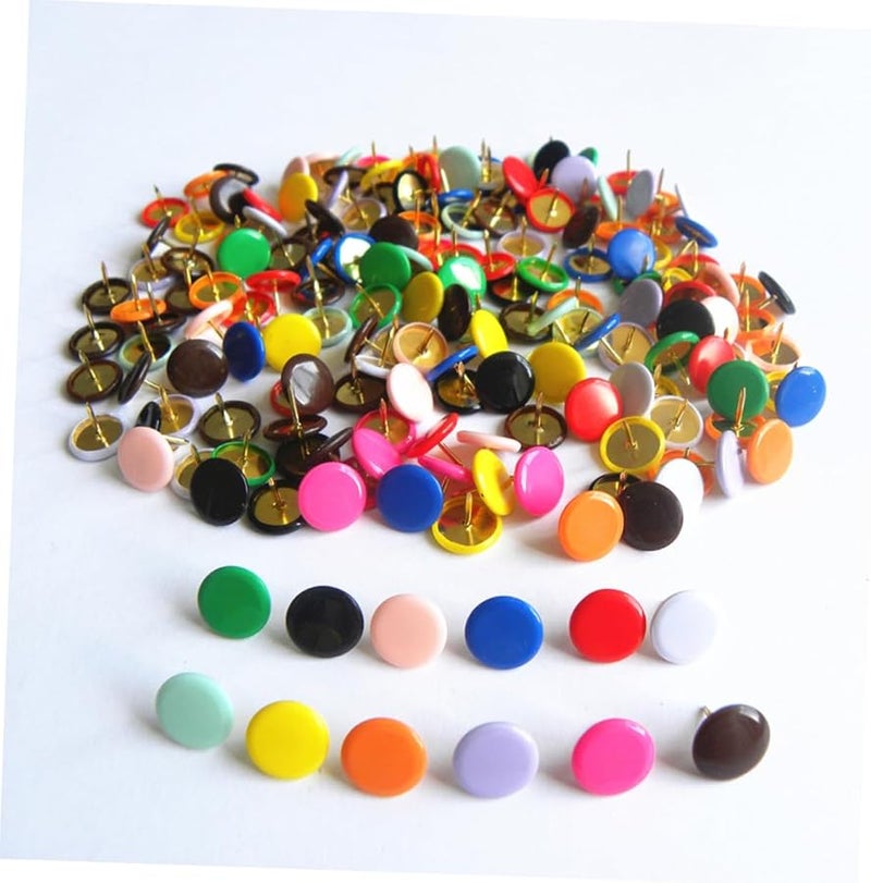 VILLCASE 300pcs Colorful Plastic Push Pins Flat Drawing Pins for Bulletin Board - Image 2